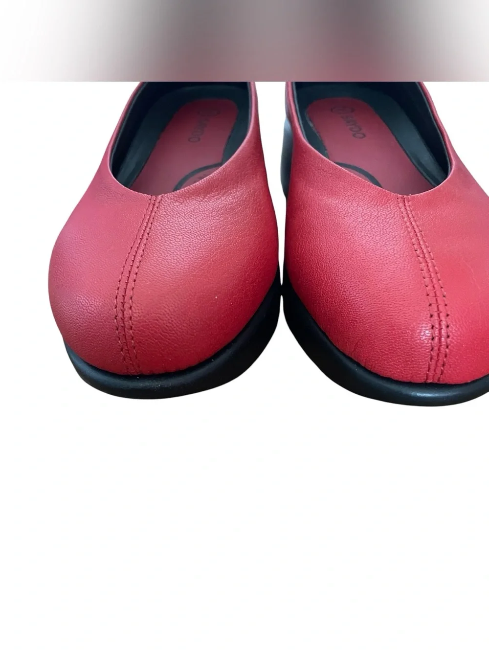Saydo Sonia Low Wedge Shoes Red Leather Slip On Comfort Women’s Size 8 8.5